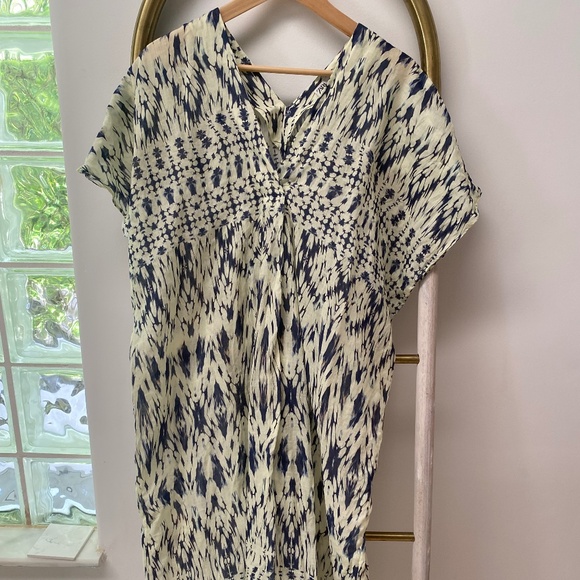 Zara Limited Edition Printed Multicolor 100% Ramie Tunic Kaftan Summer Dress XS - Picture 3 of 8